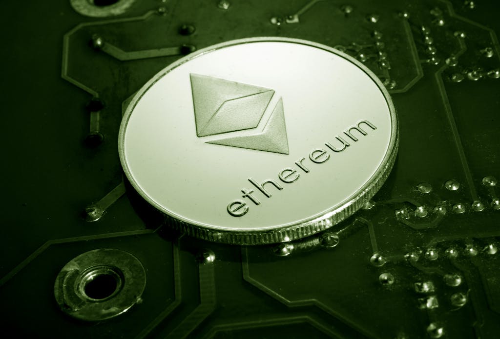 Close-Up Shot of an Ethereum Coin